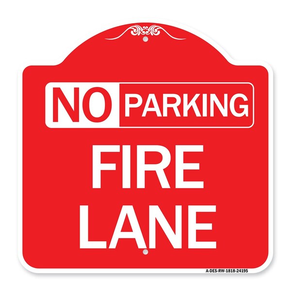 Signmission Designer Series Delaware No Parking Fire Lane, Red & White Aluminum Sign, 18" x 18", RW-1818-24195 A-DES-RW-1818-24195 - main